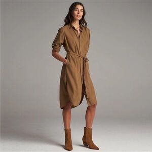 ROWAN ANNA UTILITY Safari BELTED TENCEL SHIRT DRESS Brown Umber XS S M